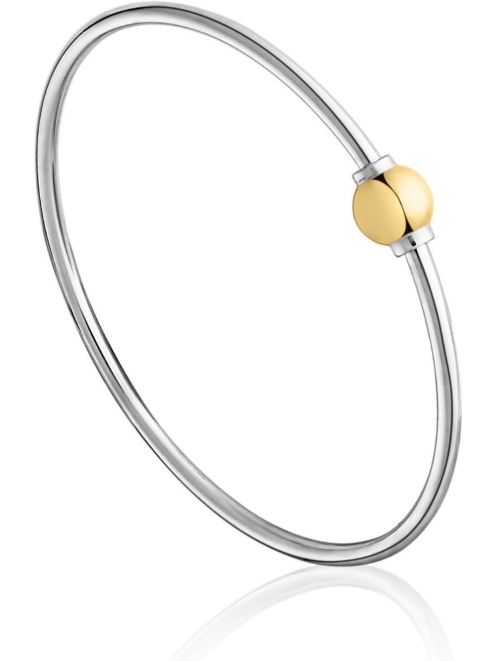 Elegant Sterling Silver & 14K Gold Clad Single Ball Threaded Bracelet - FLEX